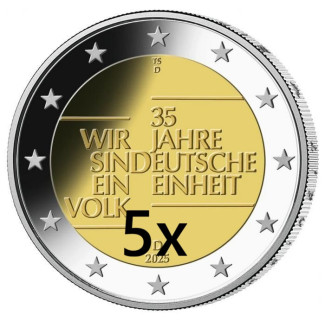 2 Euro Germany 2025 - 35 years of German unity "ADFGJ" (5x UNC)