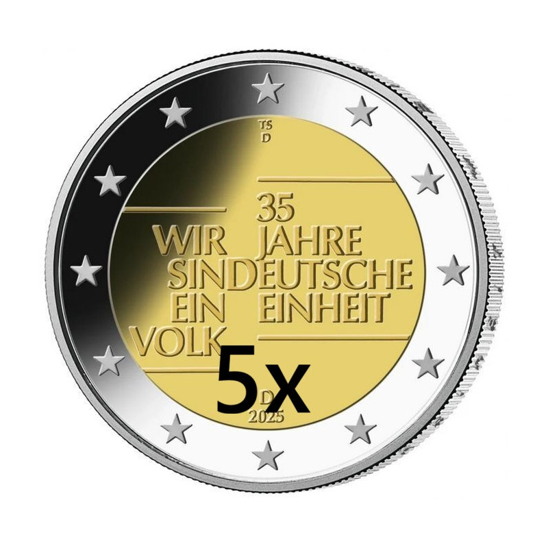 od 30.9:  2 Euro Németország 2025 - A német egység 35 éve "ADFGJ" (5x UNC)