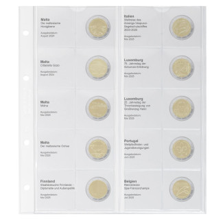 Lindner page 43 into album of 2 Euro coins (May 2025 - July 2025)