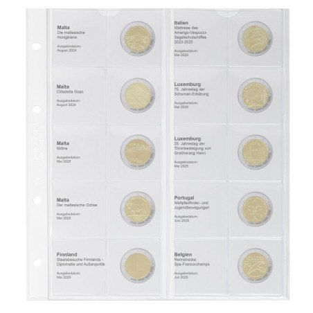 Lindner page 43 into album of 2 Euro coins (May 2025 - July 2025)