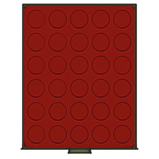 Dark red/smoke glass box Lindner for 30 capsulas Ø 37 mm