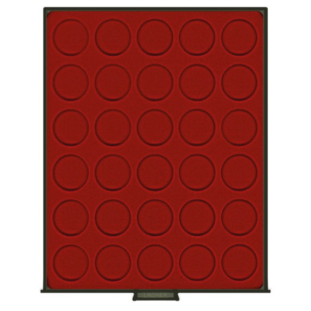 Dark red/smoke glass box Lindner for 30 capsulas Ø 37 mm