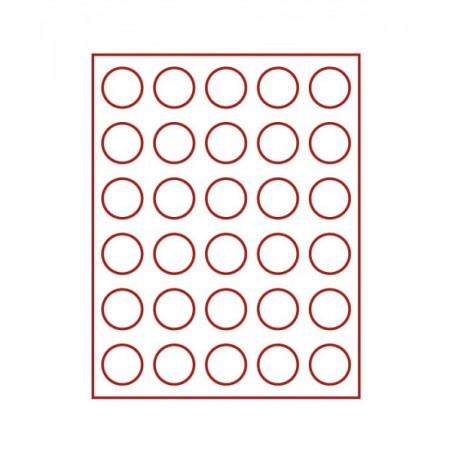 Dark red/smoke glass box Lindner for 30 capsulas Ø 39 mm