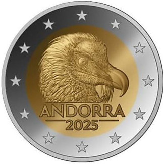 2 Euro Andorra 2025 - Bradatý sup (UNC)