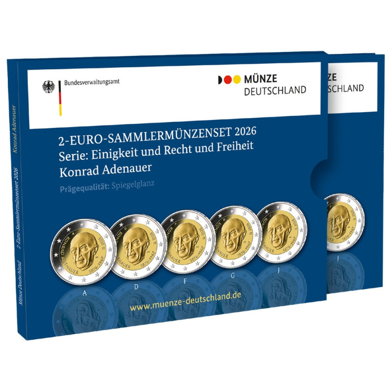 2 Euro Németország 2026 - Konrad Adenauer "ADFGJ" (Proof)