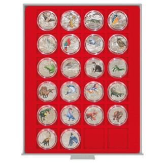 Lindner plastic presentation box for coins up to 42 mm f.e. 3 Euro Austria (red)