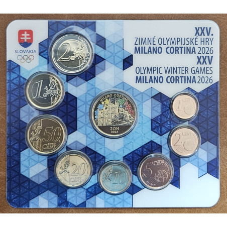 Slovakia 2026 set of 8 coins - Winter olympics Milano Cortina (BU)
