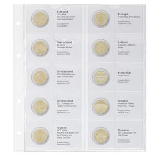 Lindner page 44 into album of 2 Euro coins (Aug 2025 - Nov 2025)