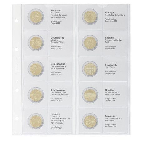 Lindner page 44 into album of 2 Euro coins (Aug 2025 - Nov 2025)