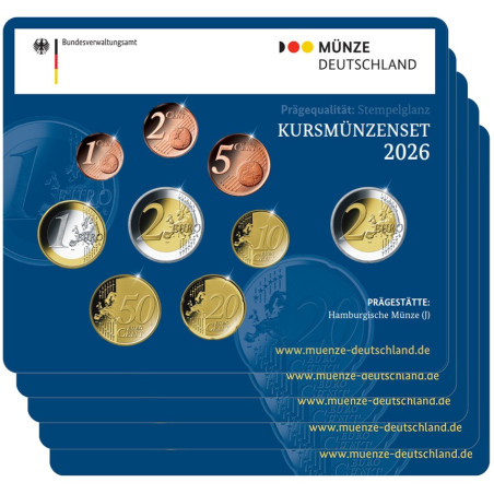 Germany 2026 "ADFGJ" set of 9 coins (5x BU)