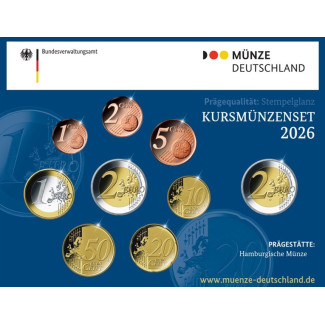 Germany 2026 "G" set of 9 coins (BU)