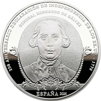 10 Euro Spanyolország 2026 Függetlenség – Bernardo De Galvez (Proof)