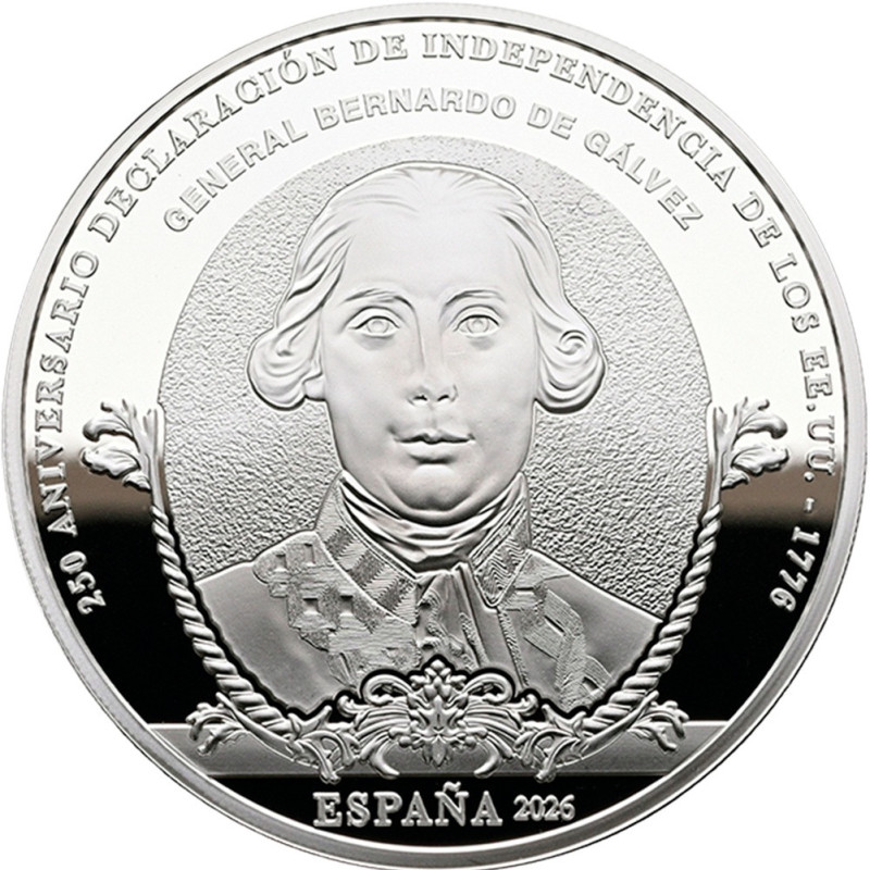 10 Euro Spanyolország 2026 Függetlenség – Bernardo De Galvez (Proof)