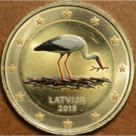 euroerme érme 2 Euro Lettország - Fekete gólya II. (színezett UNC)
