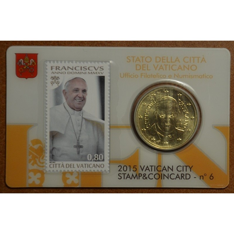 eurocoin eurocoins 50 cent Vatican 2015 official coin card with sta...