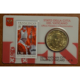 Euromince mince 50 cent Vatikán 2015 oficiálna karta so známkou No....