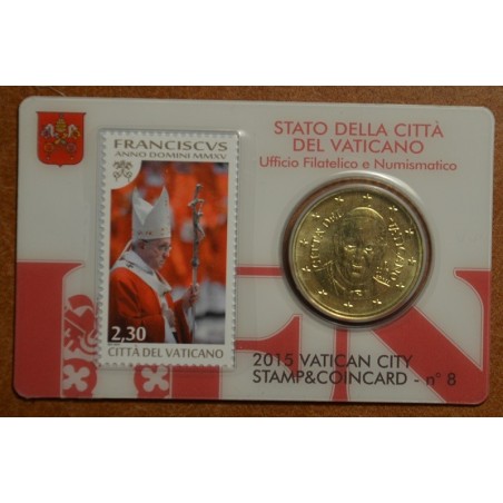 Euromince mince 50 cent Vatikán 2015 oficiálna karta so známkou No....