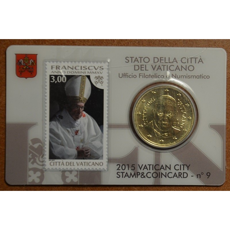 eurocoin eurocoins 50 cent Vatican 2015 official coin card with sta...