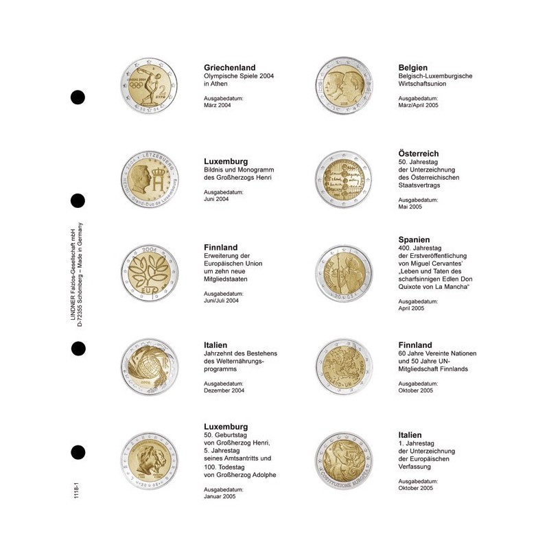 eurocoin eurocoins Lindner page for common 2 Euro coins - page 1 (G...