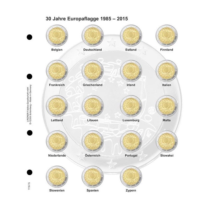 eurocoin eurocoins Lindner page for common 2 Euro coins - EU flag