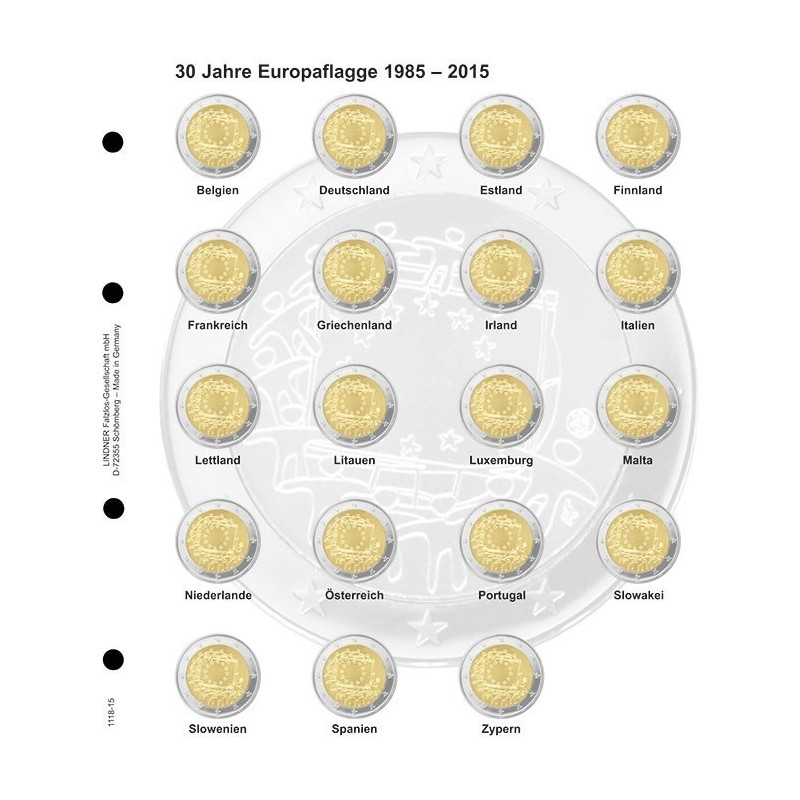 Euromince mince Strana 15. do Lindner albumu na 2 Euro mince - 30 r...