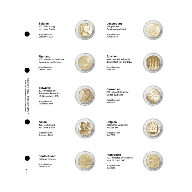 Euromince mince Strana 6. do Lindner albumu na 2 Euro mince (Belgic...