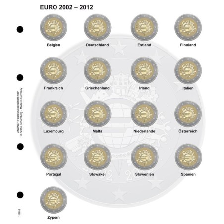 Euromince mince Strana 8. do Lindner albumu na 2 Euro mince (10 rok...