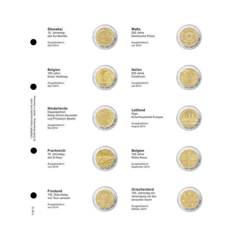 euroerme érme Lindner gyűjtőlap 13. (Szlovákia 2014 - Görögország 2...