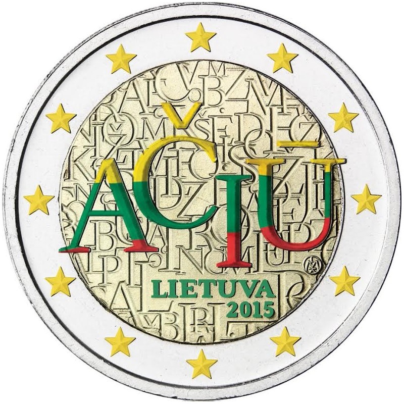 Euromince mince 2 Euro Litva 2015 - Aciu: litovský jazyk II. (fareb...