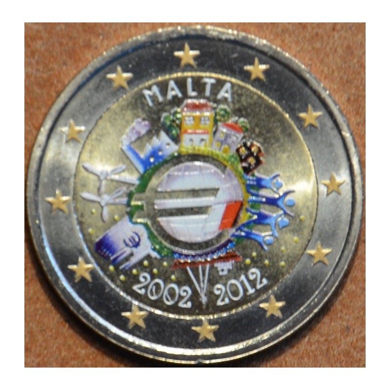 eurocoin eurocoins 2 Euro Malta 2012 - Ten years of Euro (colored UNC)