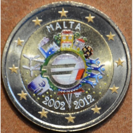 Euromince mince 2 Euro Malta 2012 - 10. výročia vzniku Eura (farebn...