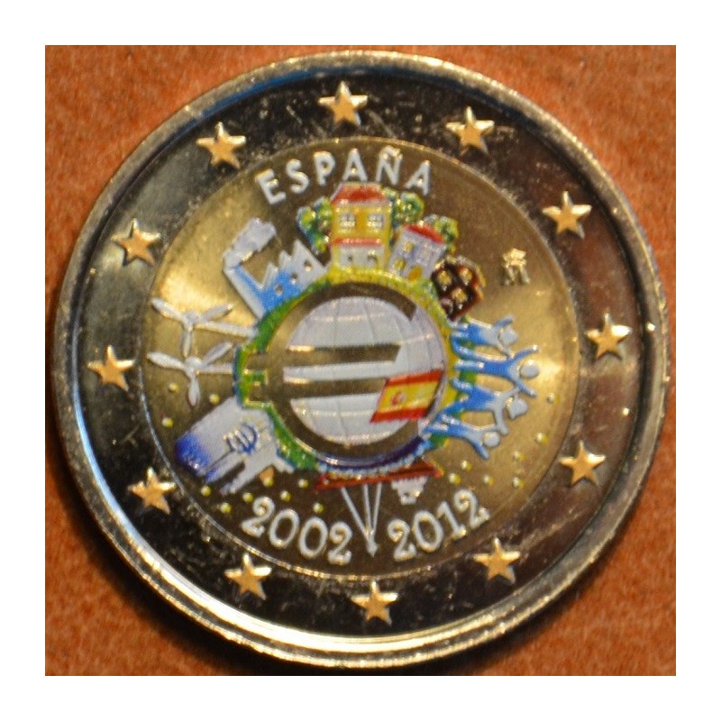 eurocoin eurocoins 2 Euro Spain 2012 - Ten years of Euro (colored UNC)