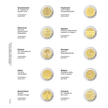 Euromince mince Strana 18. do Lindner albumu na 2 Euro mince (Gréck...
