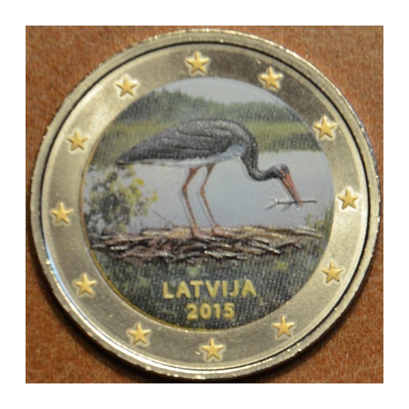 Euromince mince 2 Euro Lotyšsko 2015 - Bocian čierny IV. (farebná UNC)
