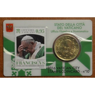 Euromince mince 50 cent Vatikán 2016 oficiálna karta so známkou No....