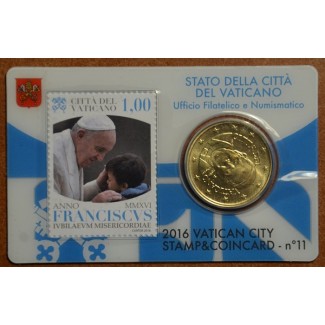 Euromince mince 50 cent Vatikán 2016 oficiálna karta so známkou No....