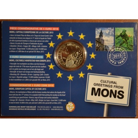 Euromince mince 5 Euro Belgicko 2015 Mons (BU karta)