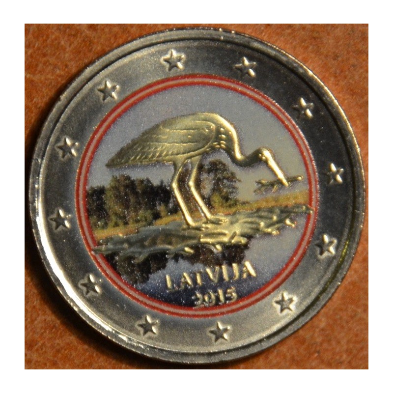 Euromince mince 2 Euro Lotyšsko 2015 - Bocian čierny VI. (farebná UNC)
