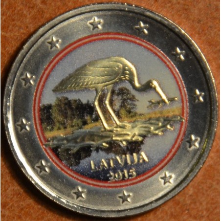 euroerme érme 2 Euro Lettország - Fekete gólya VI. (színezett UNC)
