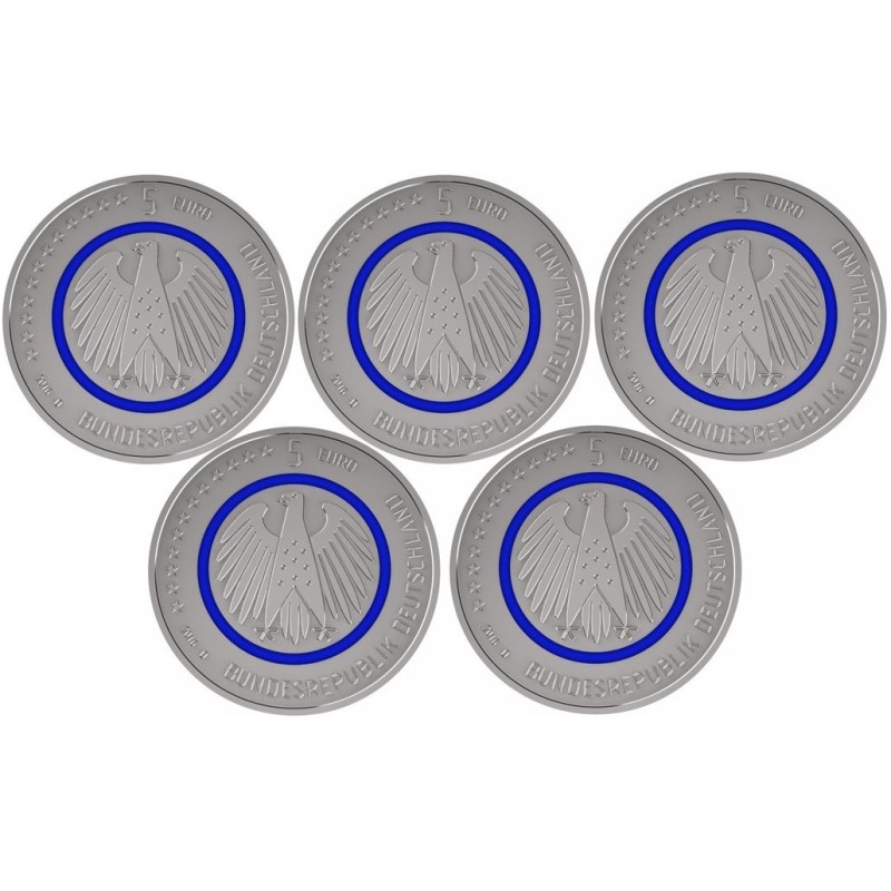 Euromince mince 5x5 Euro Nemecko 2016 \\"ADFGJ\\" Planéta Zem (UNC)