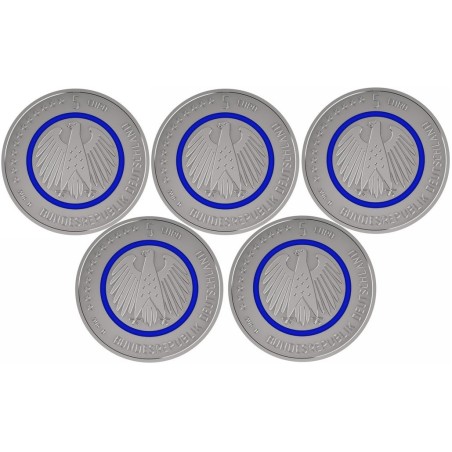 Euromince mince 5x5 Euro Nemecko 2016 \\"ADFGJ\\" Planéta Zem (UNC)