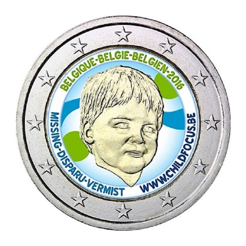 euroerme érme 2 Euro Belgium 2016 - Központban a gyermek (színezett...