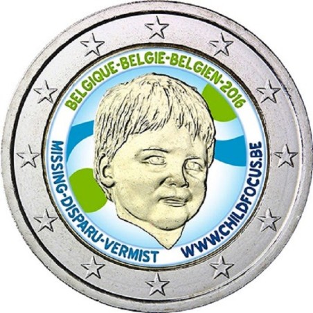 Euromince mince 2 Euro Belgicko 2016 - Dieťa v núdzi (farebná UNC)