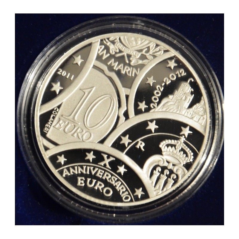 eurocoin eurocoins 10 Euro San Marino 2011 - 10 years of Euro (Proof)