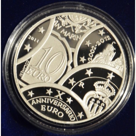 Euromince mince 10 Euro San Marino 2011 - 10 rokov meny Euro (Proof)