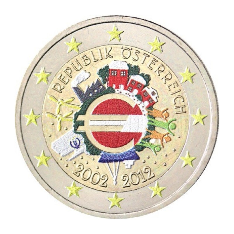 Euromince mince 2 Euro Rakúsko 2012 - 10. výročia vzniku Eura II. (...