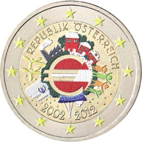 Euromince mince 2 Euro Rakúsko 2012 - 10. výročia vzniku Eura II. (...