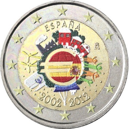 euroerme érme 2 Euro Spanyolország 2012 - Az Euro 10. évfordulója I...
