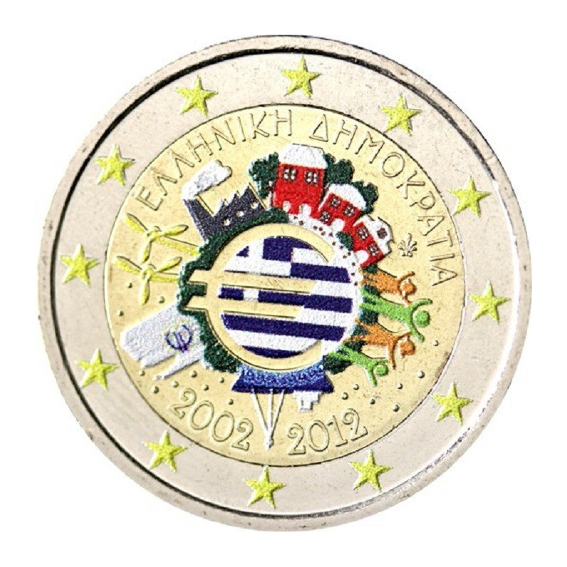 eurocoin eurocoins 2 Euro Greece 2012 - Ten years of Euro II. (colo...