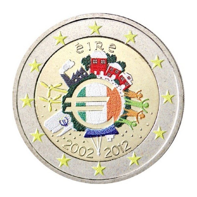Euromince mince 2 Euro Írsko 2012 - 10. výročia vzniku Eura II. (fa...